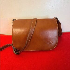Vintage Patrician Nash Saddle Flap Pocket Brown Leather Crossbody bag